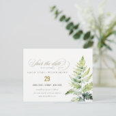 GROENE WATERVERF VAREN LOOF Opslagdatum Aankondigingskaart (Staand voorkant)