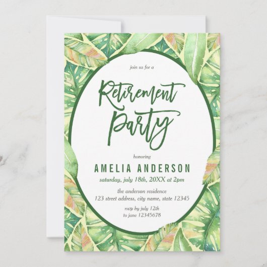 Groene Waterverf verlaat Tropische Pensioen Partij Kaart (Voorkant)