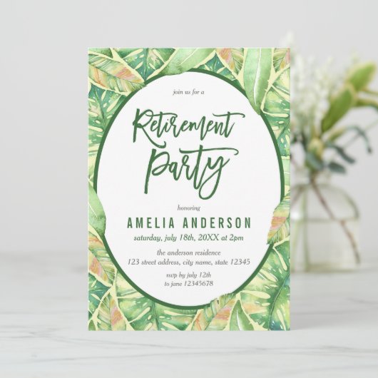 Groene Waterverf verlaat Tropische Pensioen Partij Kaart (Staand voorkant)