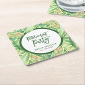 Groene Waterverf verlaat Tropische Pensioen Partij Kartonnen Onderzetters (Schuin)