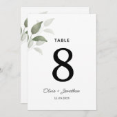 Groene Waterverf verlaat Trouwtafel Plaats Kaart (Voorkant / Achterkant)
