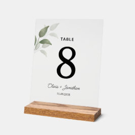 Groene Waterverf verlaat Trouwtafel Plaats Kaart Acryl Bord