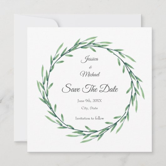 Groene Waterverf verliest adem Save The Date (Voorkant)