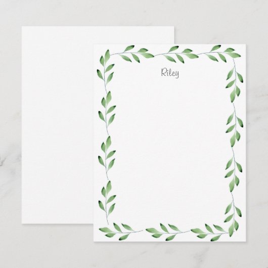 Groene Waterverf verliest Lijst Notitiekaartje (Voorkant / Achterkant)