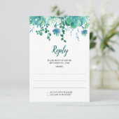 Groene Waterverf vetplanten bruiloft antwoord Kaar (Staand voorkant)