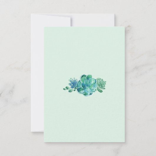 Groene Waterverf vetplanten bruiloft antwoord Kaar (Achterkant)