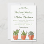 Groene Waterverf vetplanten bruiloft uitnodiging (Voorkant)