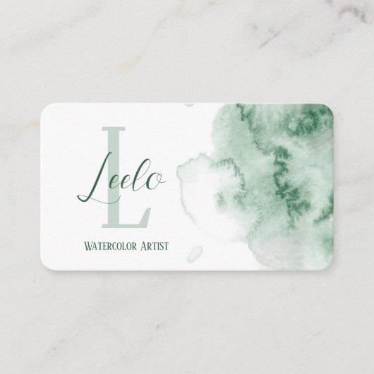 Groene Waterverf Visitekaartje (Voorkant)