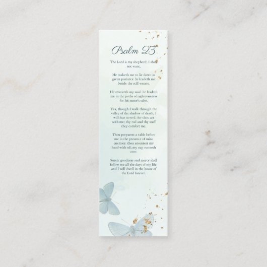 Groene Waterverf Vlinder Begrafenis Bladwijzer Mini Visitekaartje (Achterkant)