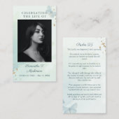 Groene Waterverf Vlinder Begrafenis Kaart Visitekaartje (Voorkant / Achterkant)