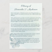 Groene Waterverf vlinder begrafenis overlijdensber Programmakaart (Achterkant)