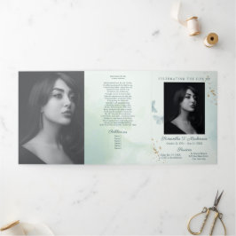 Groene Waterverf Vlinderbegrafenisdiensten Drieluik Programma