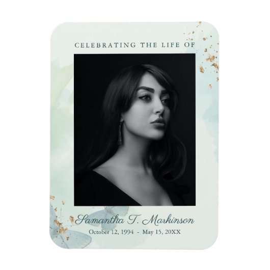 Groene Waterverf Vlinderbegrafenisdiensten Magneet (Verticaal)