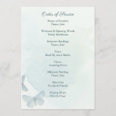 Groene Waterverf Vlinderbegrafenisdiensten Programmakaart (Achterkant)