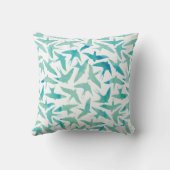 Groene Waterverf vogels monogrammed Kussen (Achterkant)