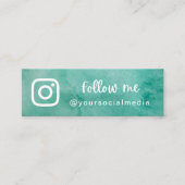 Groene Waterverf volgen Sociale media QR Code Vet Mini Visitekaartje (Voorkant)