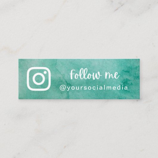 Groene Waterverf volgen Sociale media QR Code Vet Mini Visitekaartje (Voorkant)