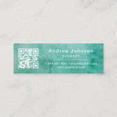 Groene Waterverf volgen Sociale media QR Code Vet Mini Visitekaartje (Achterkant)