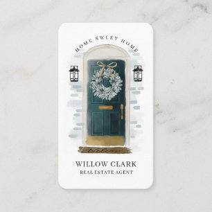 Groene Waterverf voor deur met onroerend goed Visitekaartje