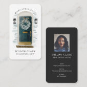 Groene Waterverf Voordeur Krans Onroerend goed Visitekaartje (Voorkant / Achterkant)