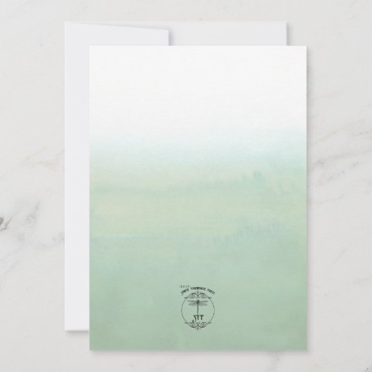 Groene Waterverf Was Eucalyptus Moderne Uitnodigin Kaart (Achterkant)