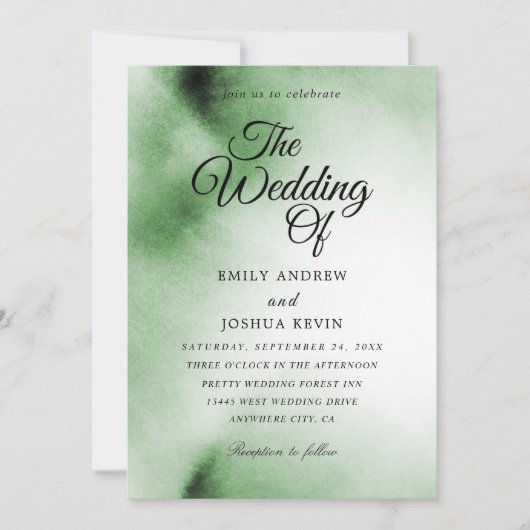 Groene Waterverf was | Uitnodiging voor groene wed (Voorkant)