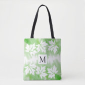 Groene waterverf wasmakelblad en monogram tote bag (Voorkant)