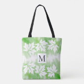 Groene waterverf wasmakelblad en monogram tote bag (Achterkant)