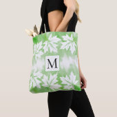 Groene waterverf wasmakelblad en monogram tote bag (Dichtbij)