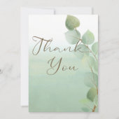 Groene Waterverf Wassen Eucalyptus bruiloft Bedankkaart (Voorkant)