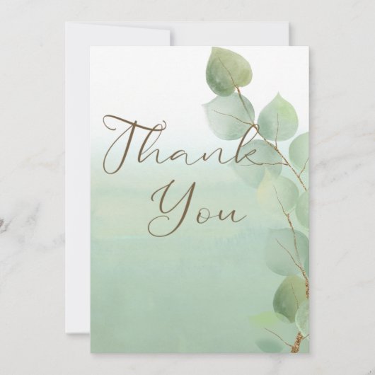 Groene Waterverf Wassen Eucalyptus bruiloft Bedankkaart (Voorkant)
