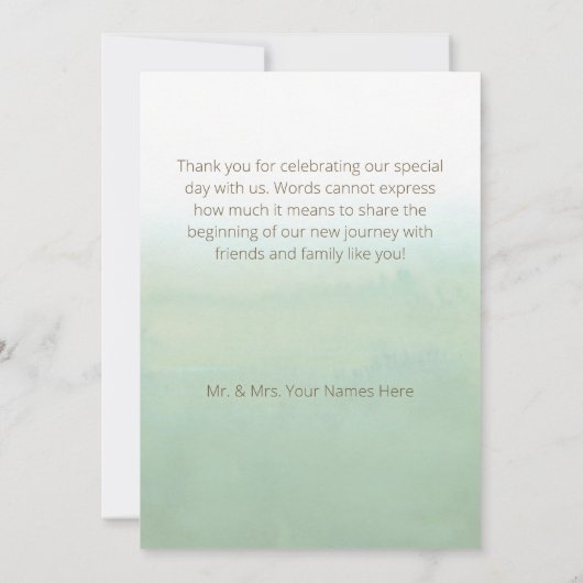 Groene Waterverf Wassen Eucalyptus bruiloft Bedankkaart (Achterkant)