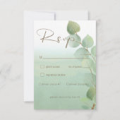 Groene Waterverf Wassen Eucalyptus bruiloft RSVP Kaartje (Voorkant)