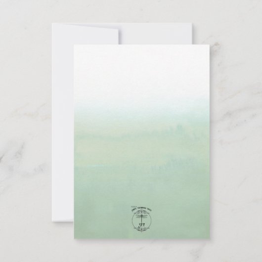 Groene Waterverf Wassen Eucalyptus bruiloft RSVP Kaartje (Achterkant)