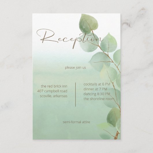 Groene Waterverf Wassen Eucalyptus Receptie Informatiekaartje (Voorkant)