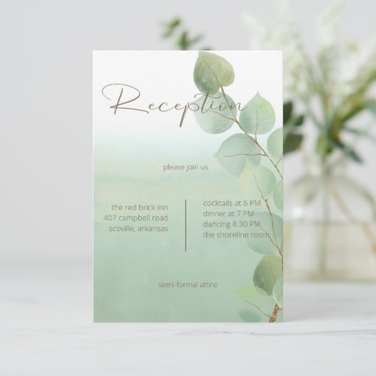 Groene Waterverf Wassen Eucalyptus Receptie Informatiekaartje (Staand voorkant)