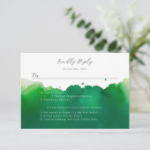 Groene waterverf wassen maaltijdkeuzes RSVP kaartje (Staand voorkant)