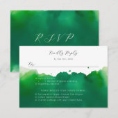 Groene waterverf wassen maaltijdkeuzes RSVP kaartje (Voorkant / Achterkant)