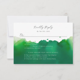 Groene waterverf wassen maaltijdkeuzes RSVP kaartje