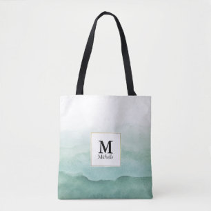 Groene Waterverf Waves Monogram Canvas tas