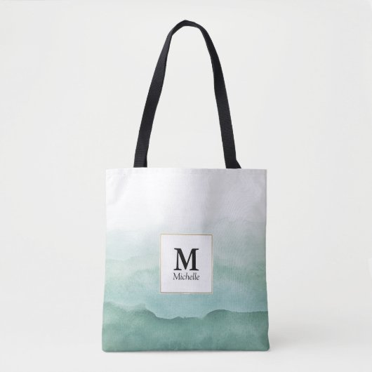 Groene Waterverf Waves Monogram Canvas tas (Voorkant)