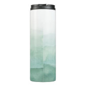 Groene Waterverf Waves Monogram Tumbler Thermosbeker (Achterkant)