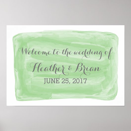 Groene Waterverf Wedding Poster (Voorkant)