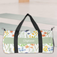 Groene Waterverf Wilde Bloem Monogramnaam