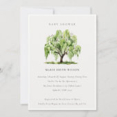 Groene Waterverf Wilde Boom Baby shower Uitnodigen Bedankkaart (Voorkant)