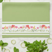 Groene Waterverf Wildflower Keuken Handdoeken (Gevouwen)