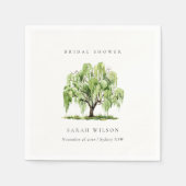 Groene Waterverf Willow Tree Boerderij Vrijgezelle Servet (Voorkant)