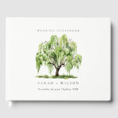 Groene Waterverf Willow Tree Boerderij Weddenschap Gastenboek (Voorkant)