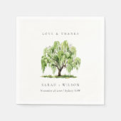 Groene Waterverf Willow Tree Boerderij Weddenschap Servet (Voorkant)