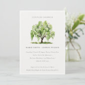Groene Waterverf Willow Tree Couples Shower Invite Bedankkaart (Staand voorkant)